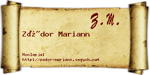 Zádor Mariann névjegykártya